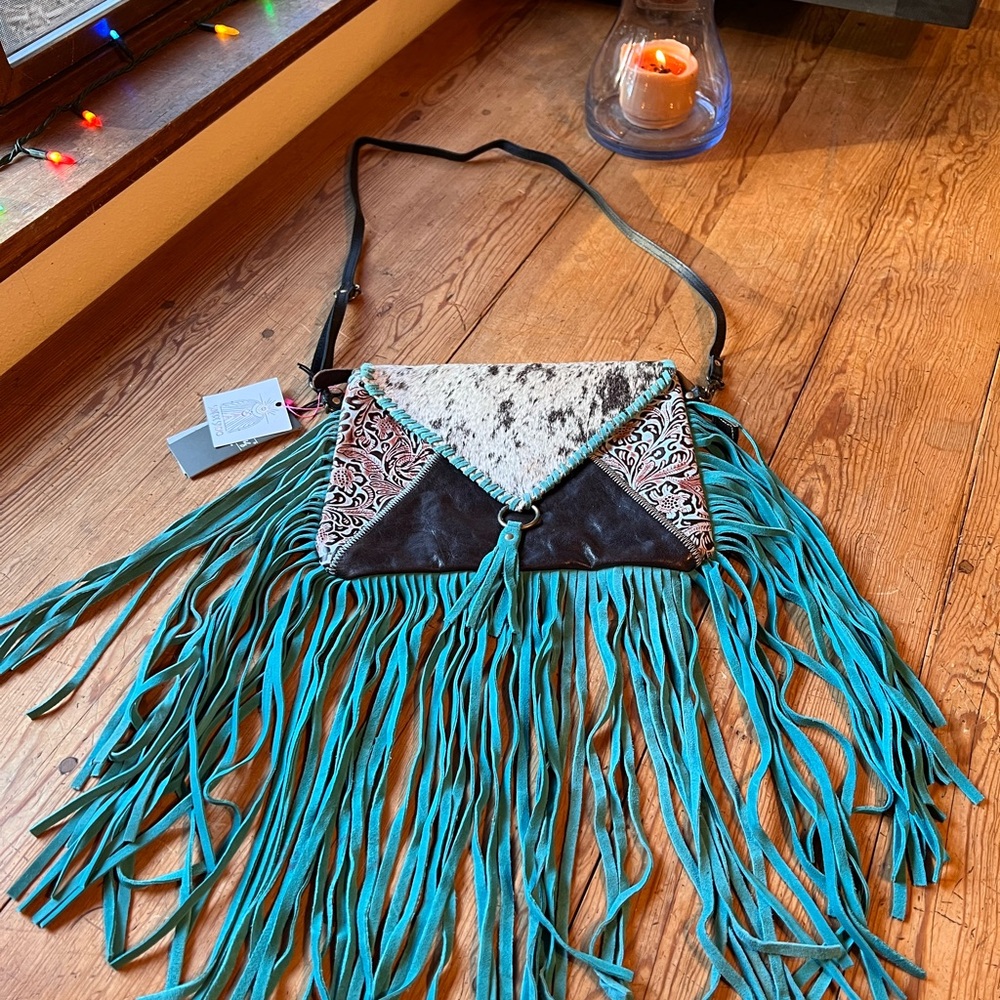 *SOLD* MYRA EFFERVESCENT LEATHER & HAIRON BAG (NWT)